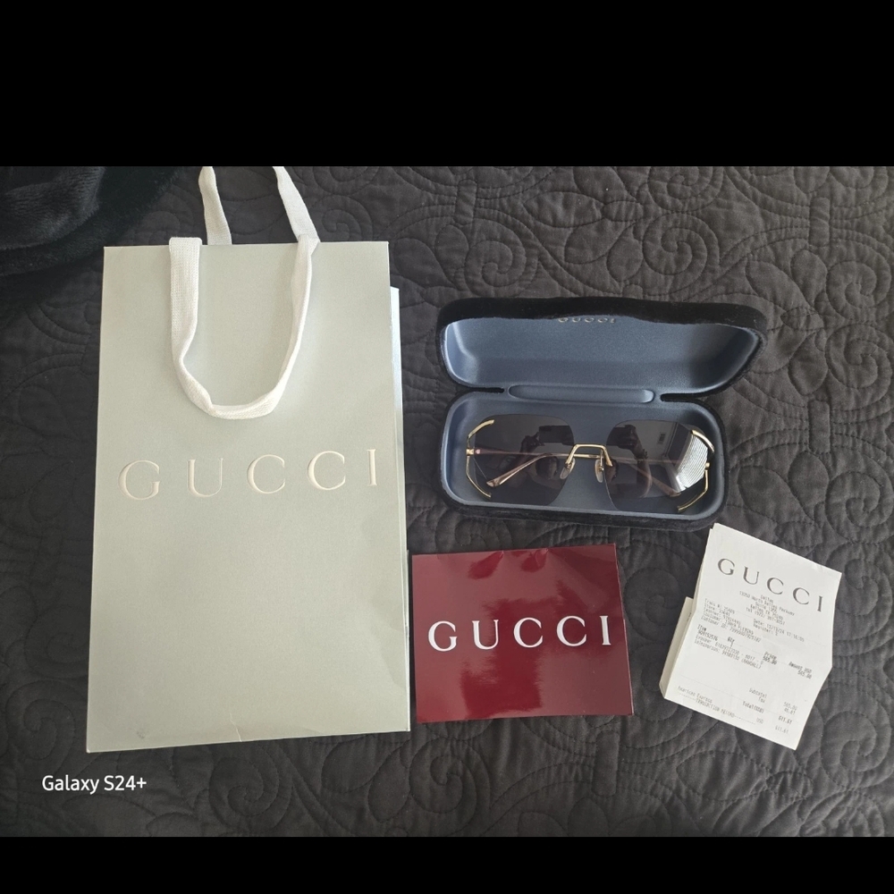 Gucci Black and Gold Sunglasses